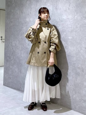 「SNAP_apart by lowrys」｜「アイテム（トレンチコート）」を使った、arisa.さん（レディース・161cm）の秋コーディネート