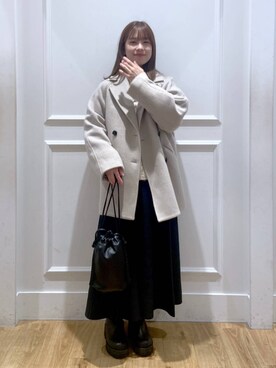 「ナチュラル」｜「アイテム（チェスターコート）」を使った、arisa.さん（レディース・161cm）の冬コーディネート