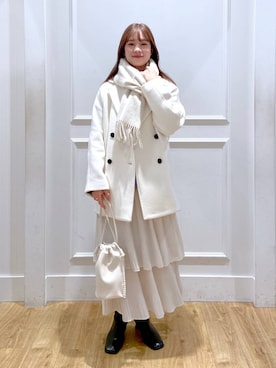 「ナチュラル」｜「アイテム（チェスターコート）」を使った、arisa.さん（レディース・161cm）の冬コーディネート