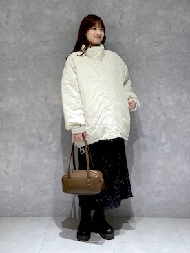 「SNAP_apart by lowrys」｜「アイテム（ダウンジャケット/コート）」を使った、arisa.さん（レディース・161cm）の冬コーディネート