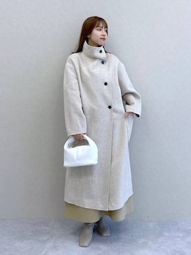 「A part by（アパートバイ）のアイテム（ノーカラーコート）」を使った、arisa.さん（レディース・161cm）の秋コーディネート