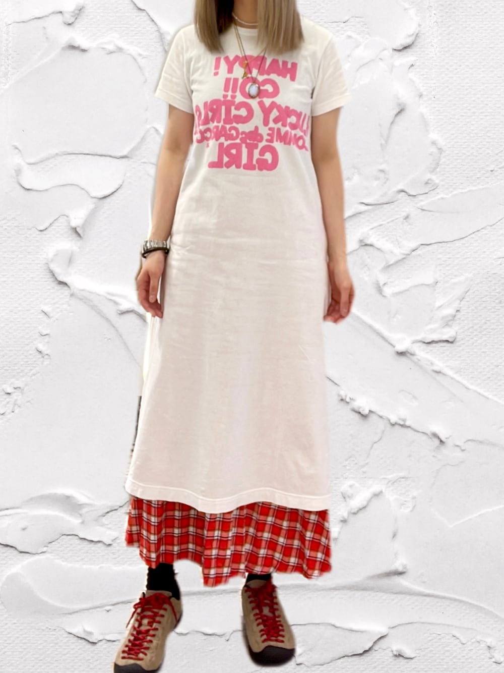 「春服、COMME des GARCONS、Tシャツ、keen」｜「COMME des GARCONSのアイテム（トップス、ホワイト系）」を使った、elppaKさん（レディース・161cm）の春コーディネートの1枚目の写真