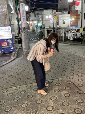 「beautiful people（ビューティフルピープル）の【beautiful people(ビューティフルピープル)】《STUDIOUS別注》2WAYレザー巾着バッグ（ショルダーバッグ、ホワイト系）」を使った、aさん（レディース・166cm）の冬コーディネート