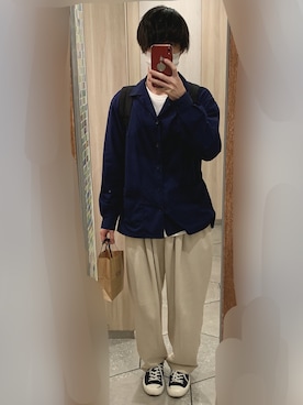 「スウェットギャザーパンツ」｜「アイテム（スウェットパンツ）」を使った、なつさん（メンズ・170cm）の春コーディネート