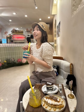 「HONEY MI HONEY（ハニーミーハニー）のアイテム」を使った、三村有希さん（レディース・157cm）の夏コーディネート