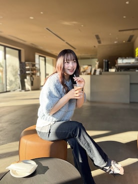 「アイテム（タンクトップ）」を使った、三村有希さん（レディース・157cm）の冬コーディネート