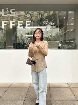 「アイテム（メガネ）」を使った、三村有希さん（レディース・157cm）の秋コーディネート