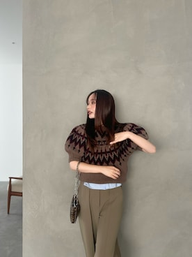 「PRADA（プラダ）のアイテム」を使った、三村有希さん（レディース・157cm）の秋コーディネート