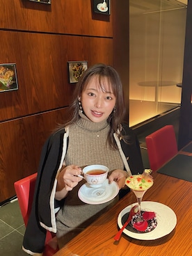 「ブラウンコーデ」｜「アイテム（ノーカラージャケット）」を使った、三村有希さん（レディース・157cm）の秋コーディネート