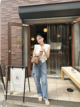 「アイテム（シャツ/ブラウス）」を使った、三村有希さん（レディース・157cm）の夏コーディネート