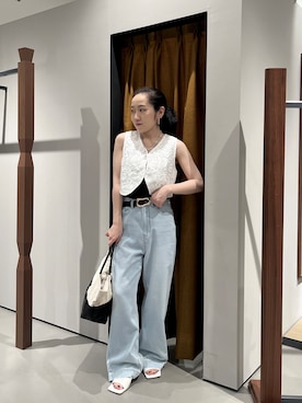 「GALLEST（ギャレスト）のアイテム（デニムパンツ）」を使った、Uminoさん（レディース・152cm）の春コーディネート