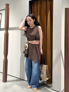 「GALLEST（ギャレスト）のアイテム（デニムパンツ）」を使った、Uminoさん（レディース・152cm）の夏コーディネート