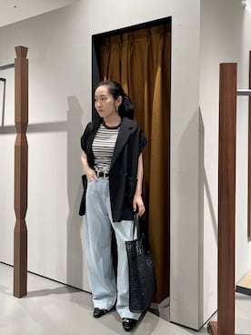 「GALLEST（ギャレスト）のアイテム（デニムパンツ）」を使った、Uminoさん（レディース・152cm）の春コーディネート