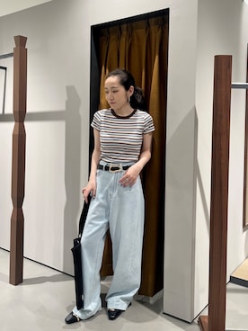 「GALLEST（ギャレスト）のアイテム（デニムパンツ）」を使った、Uminoさん（レディース・152cm）の春コーディネート