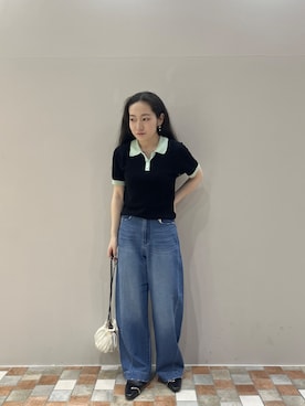 「GALLEST（ギャレスト）のアイテム（デニムパンツ）」を使った、Uminoさん（レディース・152cm）の春コーディネート