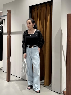 「GALLEST（ギャレスト）のアイテム（デニムパンツ）」を使った、Uminoさん（レディース・152cm）の春コーディネート