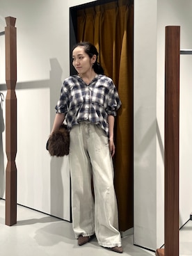 「GALLEST（ギャレスト）のアイテム（デニムパンツ）」を使った、Uminoさん（レディース・152cm）の秋コーディネート