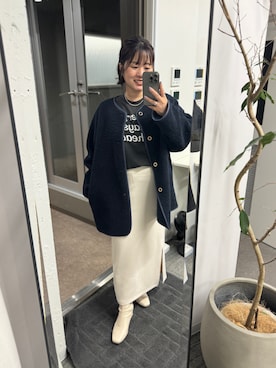 「大人カジュアルコーデ」｜「アイテム（ノーカラーコート）」を使った、chiaさん（レディース・150cm）の秋コーディネート