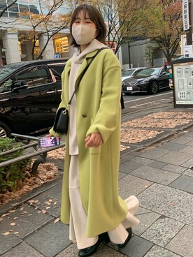 「カラーコート」｜「アイテム（ワンピース/ドレス）」を使った、chiaさん（レディース・150cm）の冬コーディネート