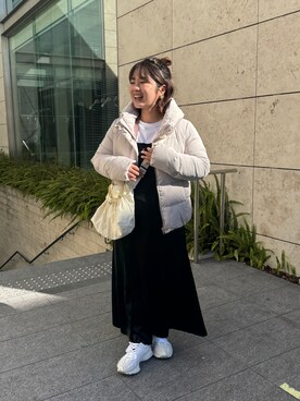 「キャミワンピ」｜「アイテム（ダウンジャケット/コート）」を使った、chiaさん（レディース・150cm）の冬コーディネート