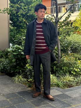 「アイテム（スーツパンツ）」を使った、BANANAREPUBLICさん（メンズ・180cm）の秋コーディネート