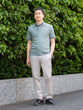 「Banana Republic（バナナリパブリック）のスリム コアテンプパンツ（チノパンツ、グレー系）」を使った、BANANAREPUBLICさん（レディース・170cm）の春コーディネート