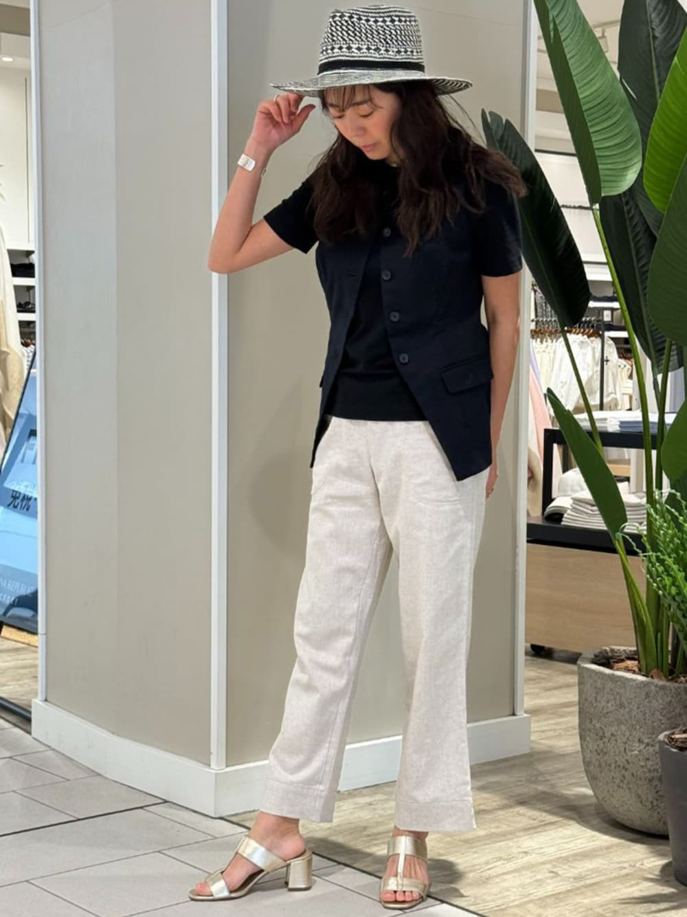ベスト ジレ BANANA REPUBLIC FACTORY STORE　　リネンブレンド クラシックベスト レディース BANANA REPUBLIC ベスト ジレ FACTORY STORE リネンブレンド