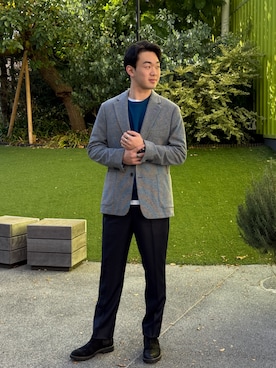 「アイテム（スーツパンツ）」を使った、BANANAREPUBLICさん（メンズ・178cm）の冬コーディネート