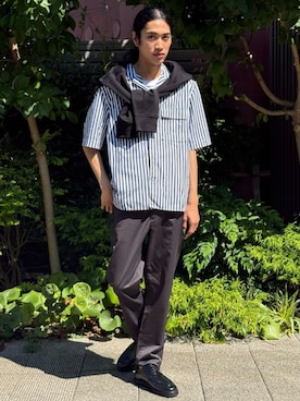 「アイテム（カーディガン/ボレロ）」を使った、BANANAREPUBLICさん（メンズ・180cm）の夏コーディネート