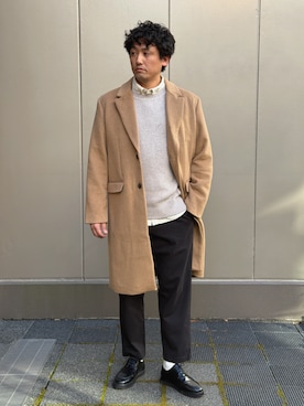 「アイテム（チェスターコート）」を使った、BANANAREPUBLICさん（メンズ・180cm）の冬コーディネート