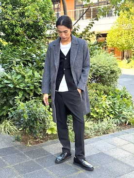 「アイテム（チェスターコート）」を使った、BANANAREPUBLICさん（メンズ・180cm）の秋コーディネート