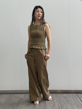 「BANANA REPUBLIC FACTORY STORE(バナナリパブリック ファクトリーストア)のBANANA REPUBLIC FACTORY STORE ボートネックスモッキングクロップドトップス(シャツ/ブラウス、グリーン系)」を使った、BANANAREPUBLICさん(メンズ・175cm)の夏コーディネート
