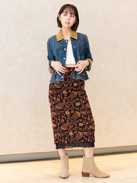 「花柄スカート」｜BANANAREPUBLICさん（レディース・160cm）の秋コーディネート