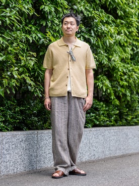 「Banana Republic（バナナリパブリック）のリラックス ストライプ リネン ビーチパンツ（その他パンツ、その他）」を使った、BANANAREPUBLICさん（レディース・170cm）の春コーディネート