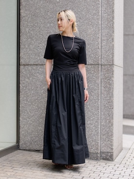 「Banana Republic(バナナリパブリック)のジャージー コットンポプリン マキシドレス(ワンピース、ブラック系)」を使った、BANANAREPUBLICさん(メンズ・175cm)の夏コーディネート