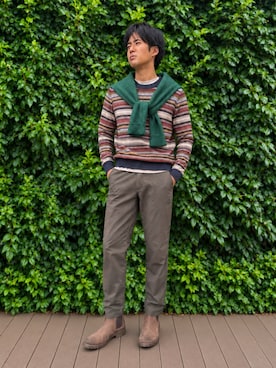「ボーダーニット」｜BANANAREPUBLICさん（メンズ・173cm）の秋コーディネート