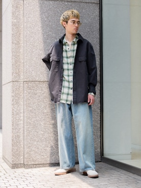 「Banana Republic(バナナリパブリック)のコットンツイル シャツジャケット(その他アウター、ブラック系)」を使った、BANANAREPUBLICさん(メンズ・175cm)の夏コーディネート