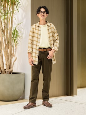 「Banana Republic(バナナリパブリック)のLS ST PLAID LINEN-COTTON SHIRT(シャツ/ブラウス、ベージュ系)」を使った、BANANAREPUBLICさん(メンズ・175cm)の夏コーディネート