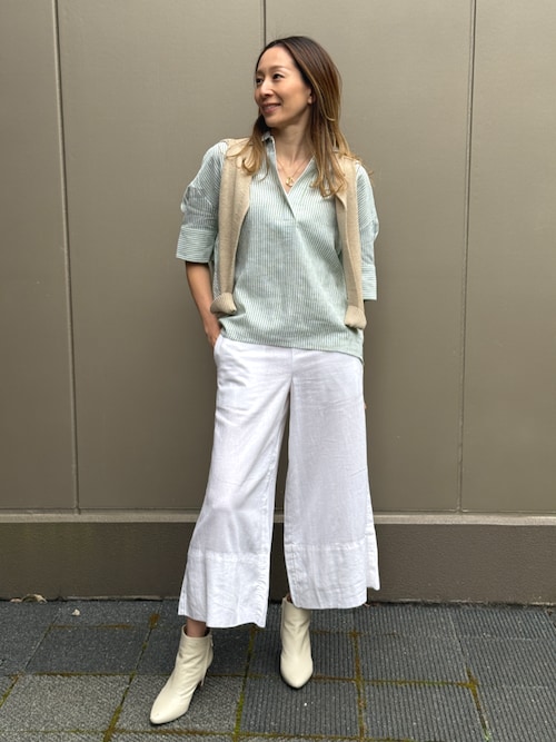 BANANA REPUBLIC FACTORY STORE　　リネンブレンド ドレーピー ポップオーバー シャツ