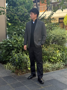 「アイテム（スーツジャケット）」を使った、BANANAREPUBLICさん（メンズ・180cm）の秋コーディネート