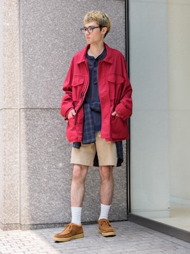 「Banana Republic(バナナリパブリック)のArchive Reissue フィールドジャケット(その他アウター、レッド系)」を使った、BANANAREPUBLICさん(メンズ・175cm)の夏コーディネート