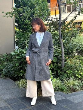 「アイテム（チェスターコート）」を使った、BANANAREPUBLICさん（レディース・165cm）の秋コーディネート