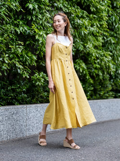 ワンピース リネン コルセット ボタンダウン ドレス : ZOZOTOWN Yahoo