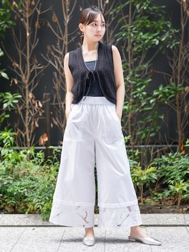 「ブラック×ホワイト」｜BANANAREPUBLICさん（レディース・160cm）の夏コーディネート