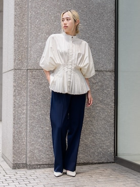 「Banana Republic(バナナリパブリック)のハイライズ モダン ストレート リファインド パンツ(その他パンツ、ブルー系)」を使った、BANANAREPUBLICさん(メンズ・175cm)の夏コーディネート
