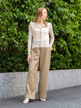 「Banana Republic（バナナリパブリック）の◇エブリデイ ワイドレッグ リネン パンツ（その他パンツ、ブラウン系）」を使った、BANANAREPUBLICさん（レディース・170cm）の春コーディネート