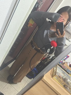 「アイテム（チノパンツ）」を使った、こまっこさん（レディース・157cm）の冬コーディネート