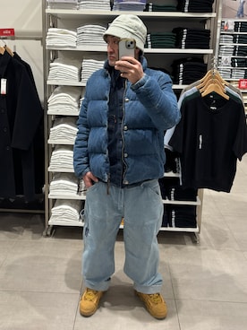 「NIKE（ナイキ）のナイキ エア モア アップテンポ LOW メンズシューズ / Nike Air More Uptempo Low Men's Shoes IM6649-700 Wheat（スニーカー、ベージュ系）」を使った、hiroさん（メンズ・165cm）の春コーディネート