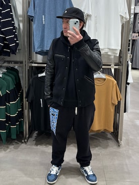 「アイテム（スタジャン）」を使った、hiroさん（メンズ・165cm）の冬コーディネート