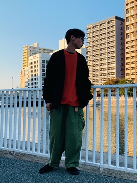 「ニコアンド」｜「アイテム（スウェット）」を使った、MASAさん（メンズ・175cm）の秋コーディネート